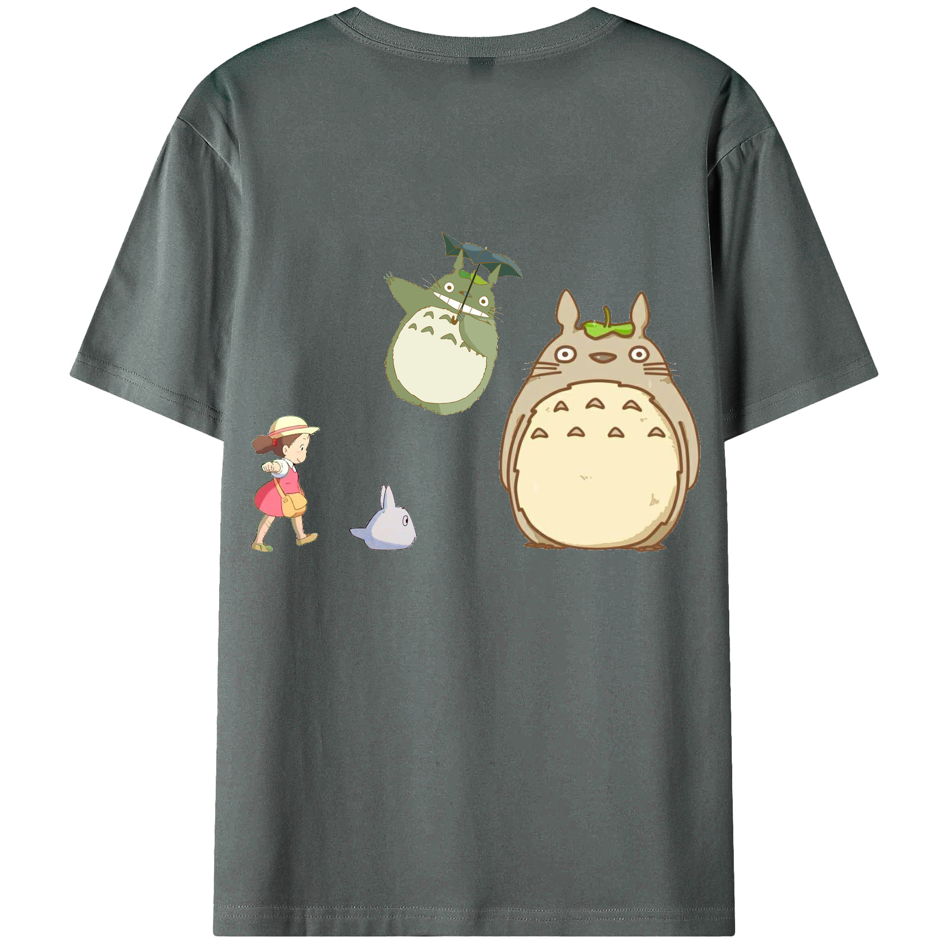 （画像用） となりのトトロ 草壁メイ 草壁サツキ My Neighbor Totoro Satsuki Kusakabe Mei Kusakabe 綿100％ メンズ半袖Tシャツ（バックプリント） 通気性